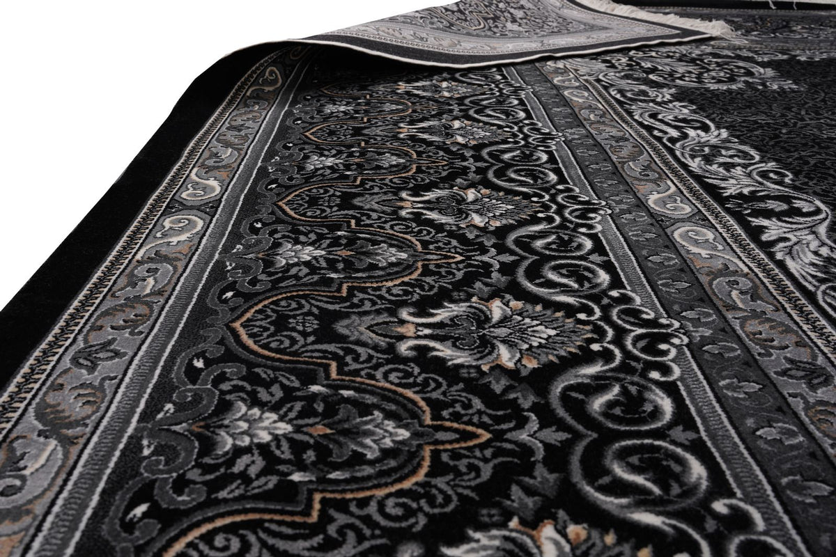 10x13 Black and Ivory Turkish Antep Rug