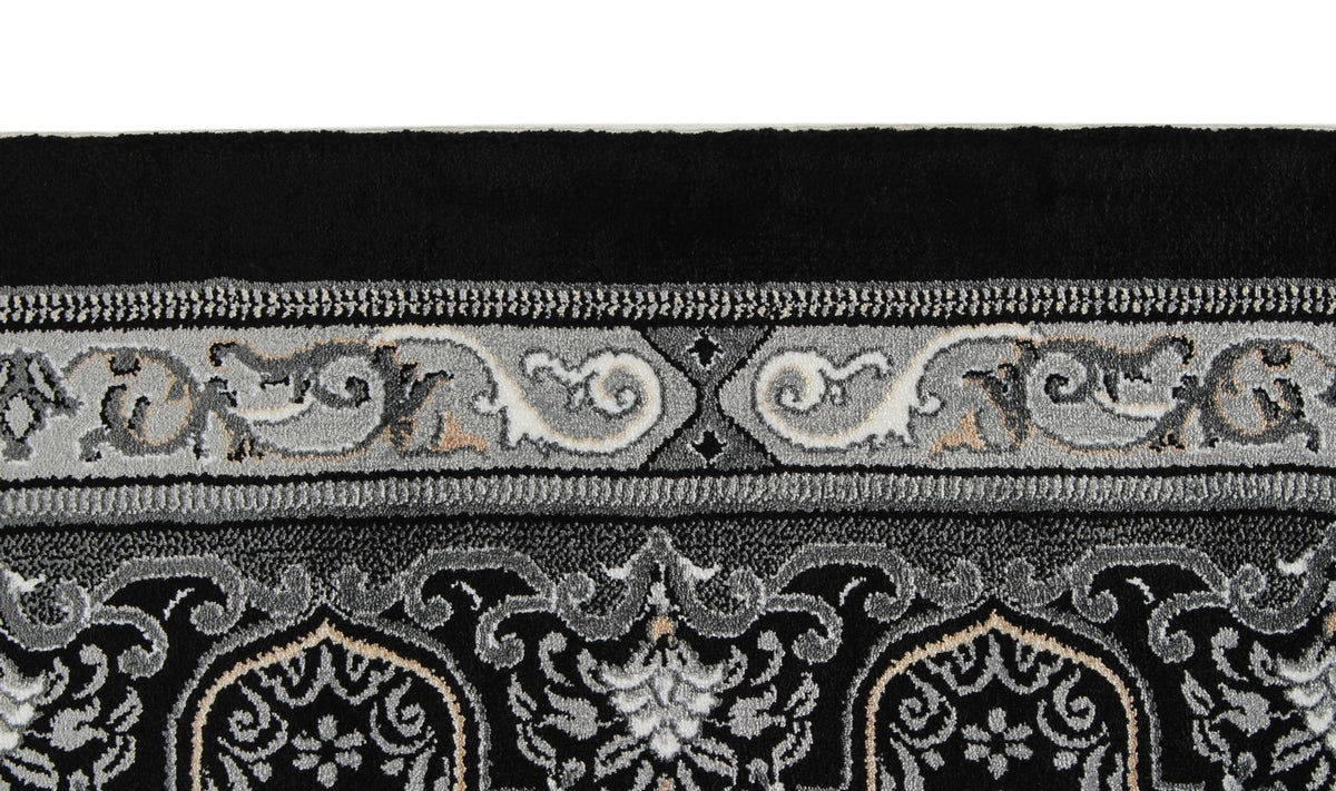 8x11 Black and Ivory Turkish Antep Rug