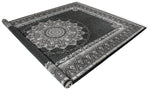 8x11 Black and Ivory Turkish Antep Rug