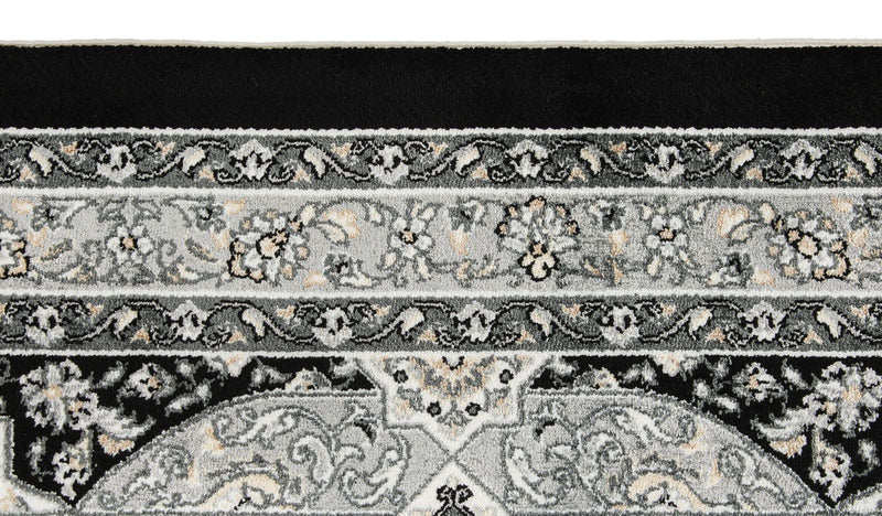 8x10 Black and Ivory Turkish Antep Rug