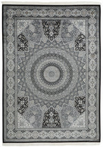 8x10 Black and Ivory Turkish Antep Rug