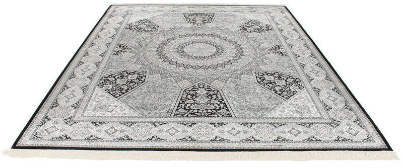 8x10 Black and Ivory Turkish Antep Rug