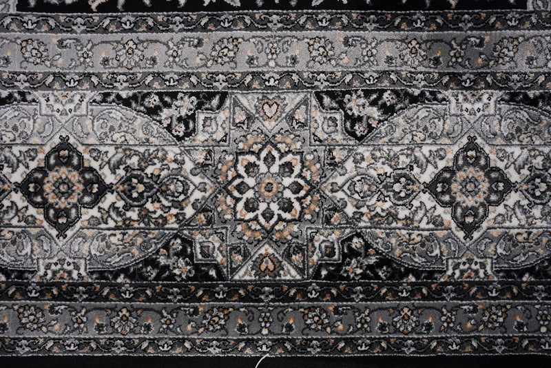 10x13 Black and Ivory Turkish Antep Rug