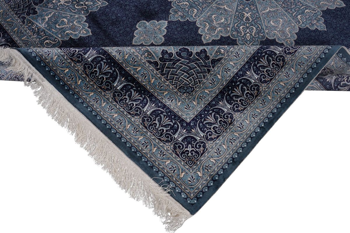 6x8 Navy and Ivory Turkish Antep Rug