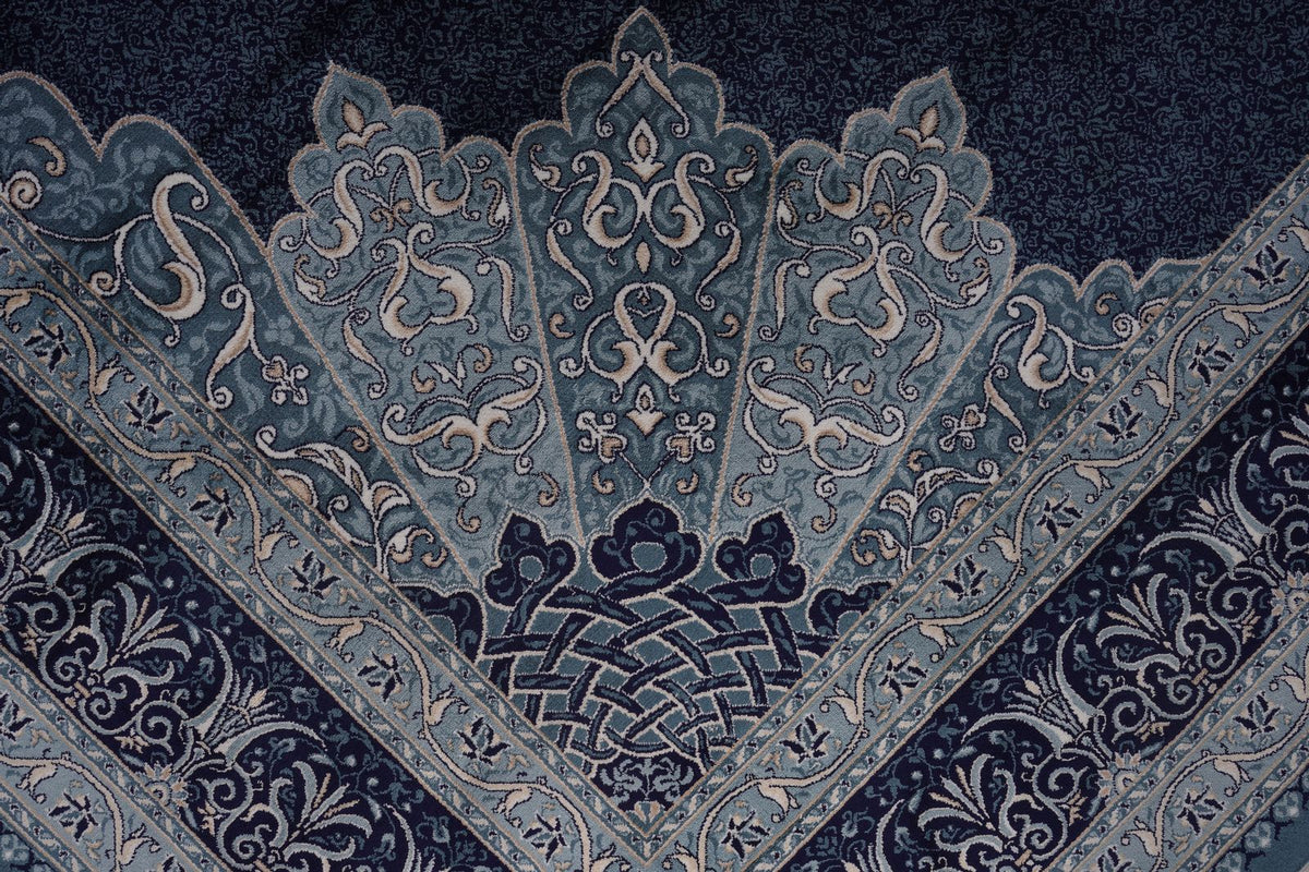 6x8 Navy and Ivory Turkish Antep Rug