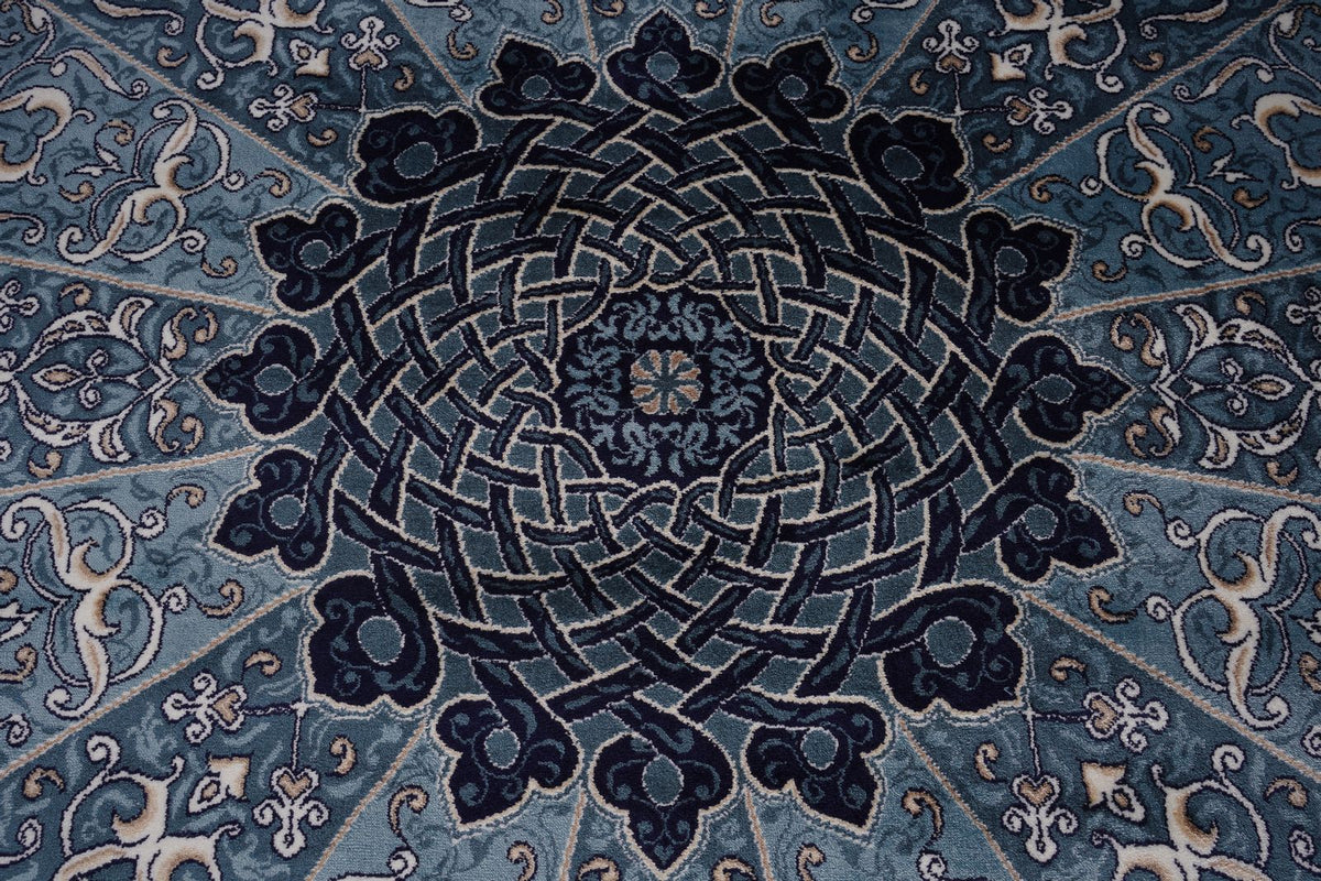 6x8 Navy and Ivory Turkish Antep Rug