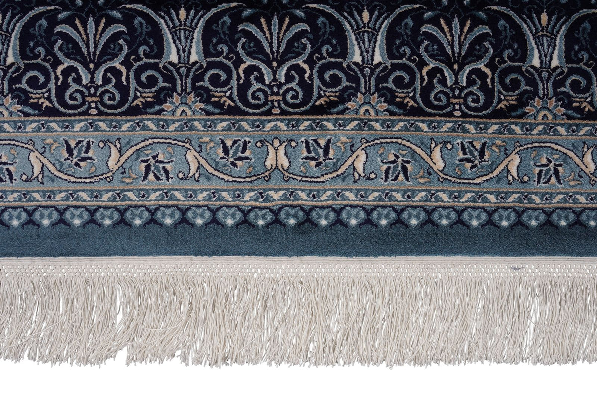 6x8 Navy and Ivory Turkish Antep Rug
