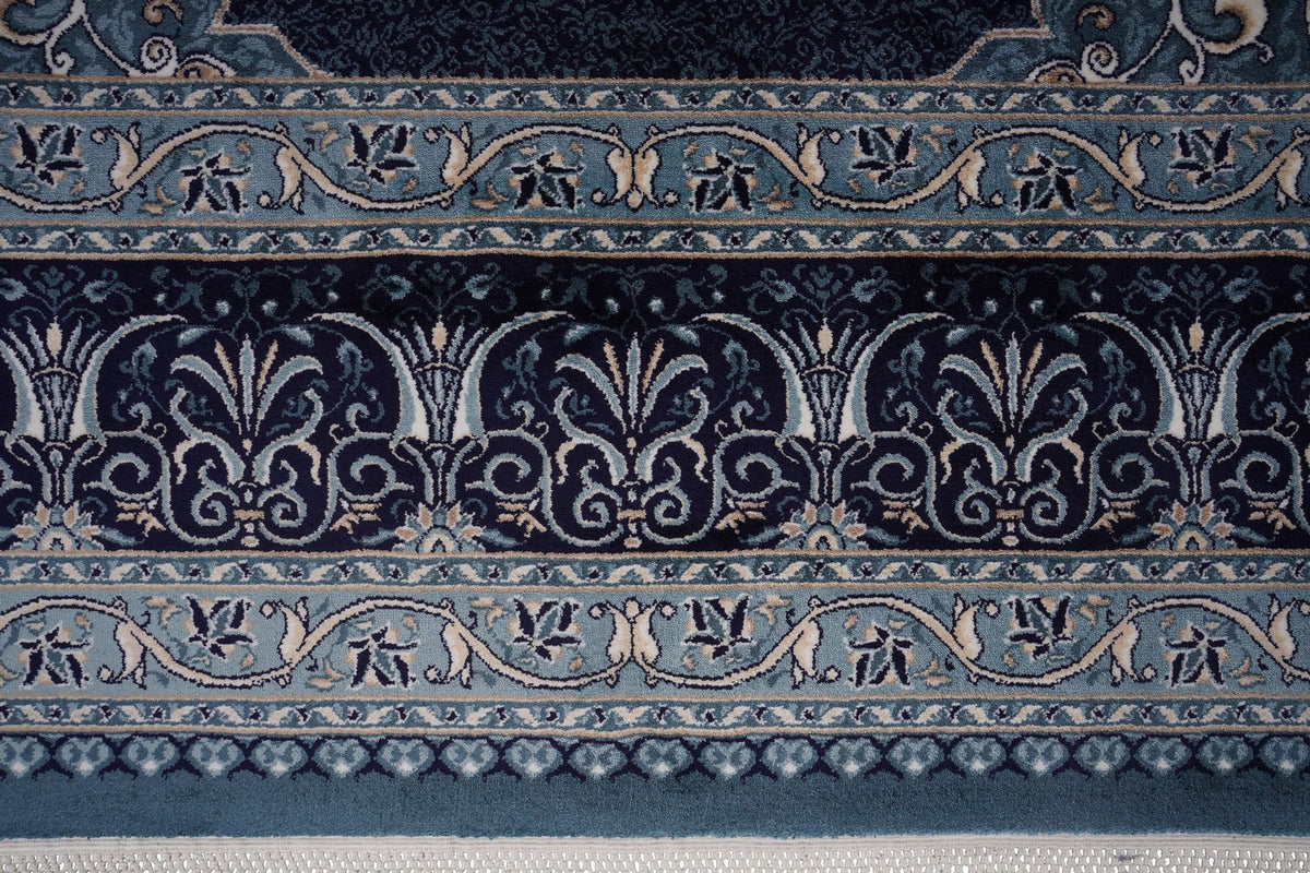 6x8 Navy and Ivory Turkish Antep Rug