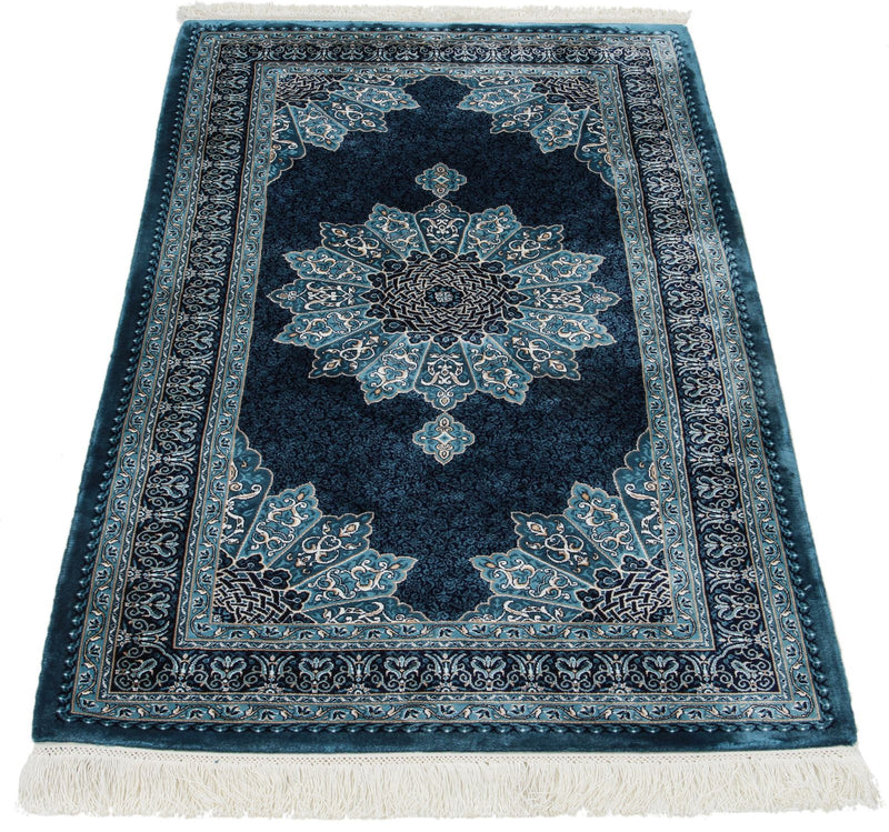 3x5 Navy and Ivory Turkish Antep Rug