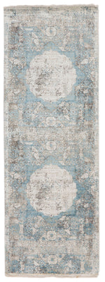 3x10 Light Blue and Ivory Turkish Antep Runner