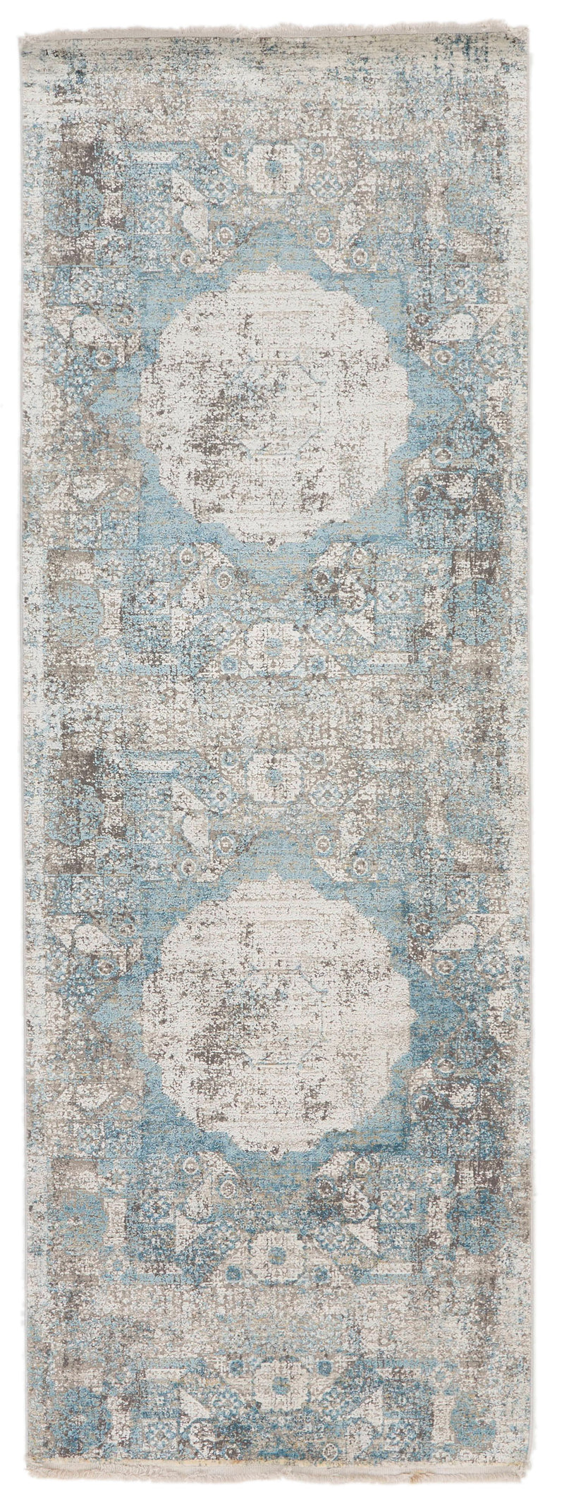 3x10 Light Blue and Ivory Turkish Antep Runner
