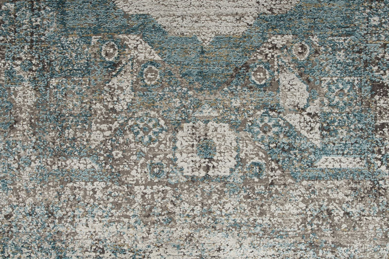 3x10 Light Blue and Ivory Turkish Antep Runner