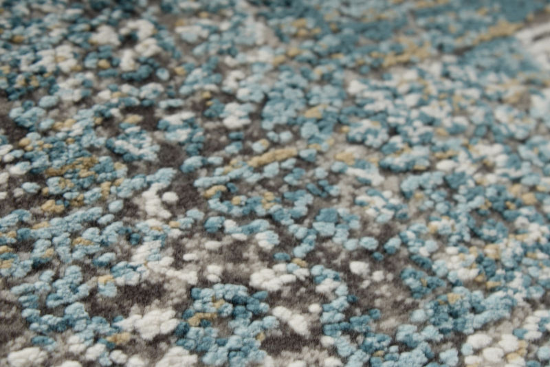 3x10 Light Blue and Ivory Turkish Antep Runner