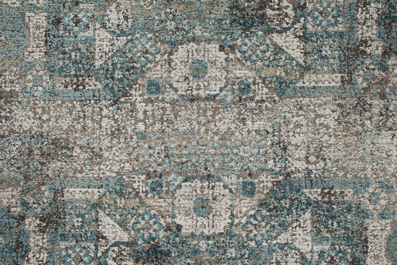 3x10 Light Blue and Ivory Turkish Antep Runner