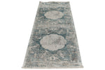 3x10 Light Blue and Ivory Turkish Antep Runner