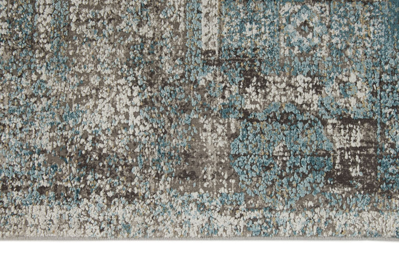 3x10 Light Blue and Ivory Turkish Antep Runner