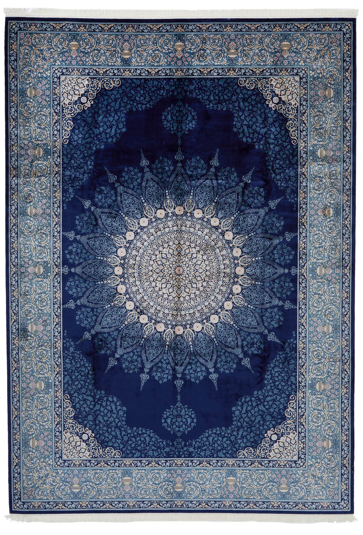 8x11 Navy and Blue Turkish Antep Rug