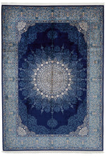 8x11 Navy and Blue Turkish Antep Rug
