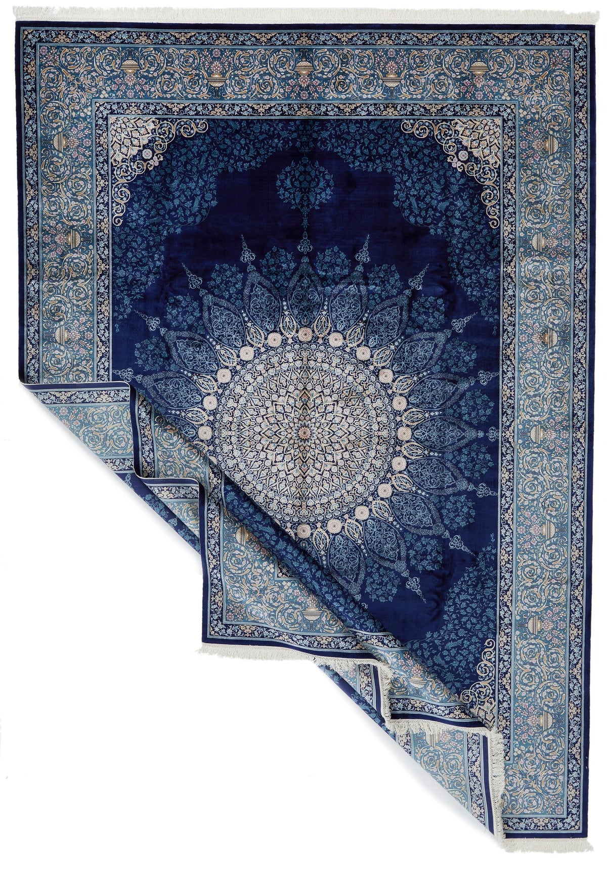 8x11 Navy and Blue Turkish Antep Rug