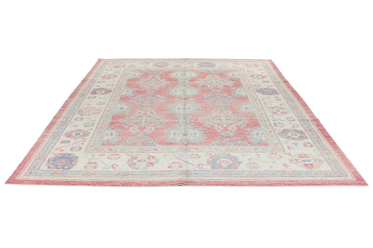 8x10 Rust and Ivory Turkish Oushak Rug