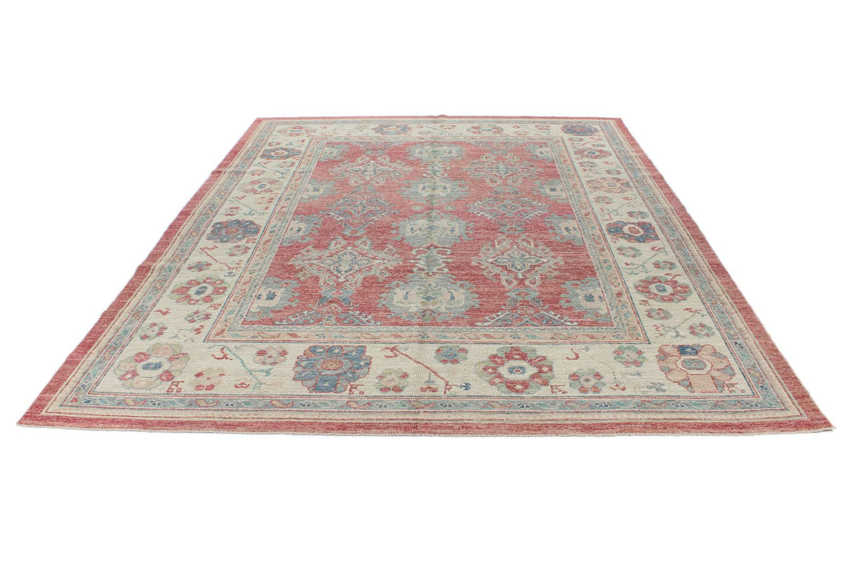 8x10 Rust and Ivory Turkish Oushak Rug