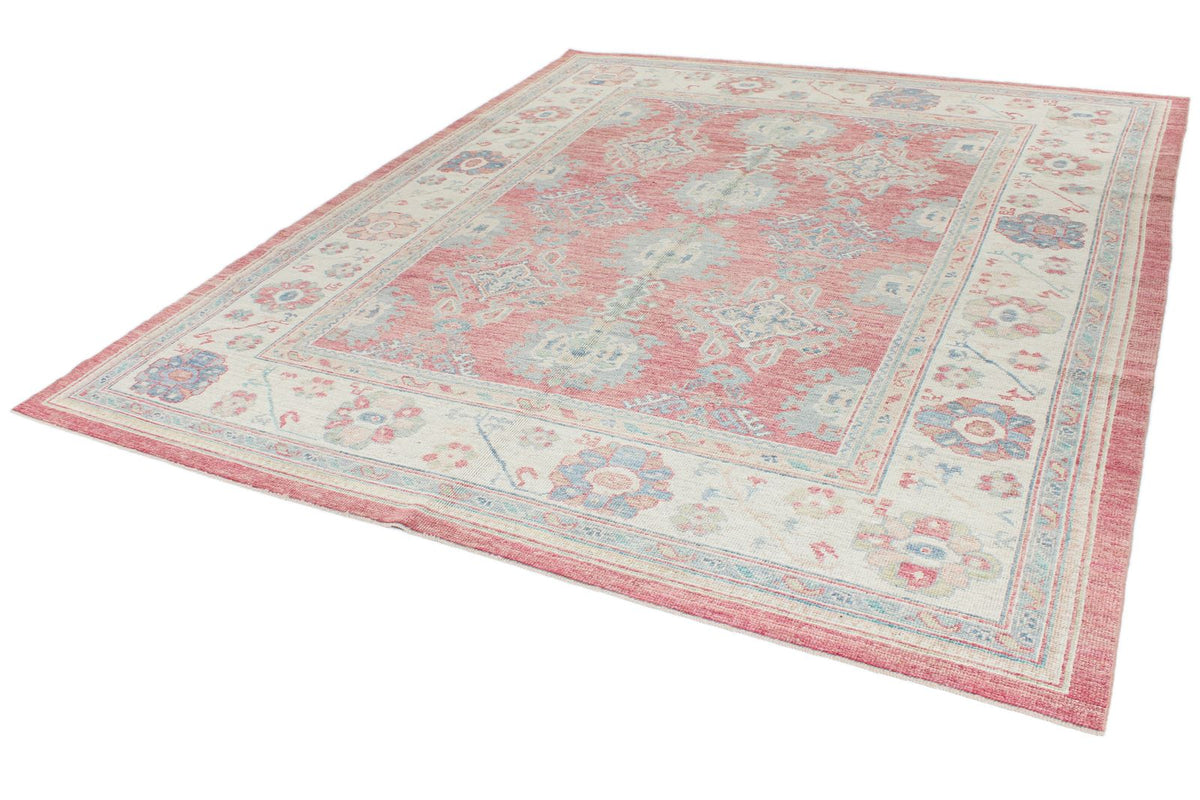 8x10 Rust and Ivory Turkish Oushak Rug