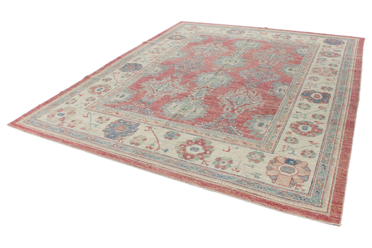 8x10 Rust and Ivory Turkish Oushak Rug