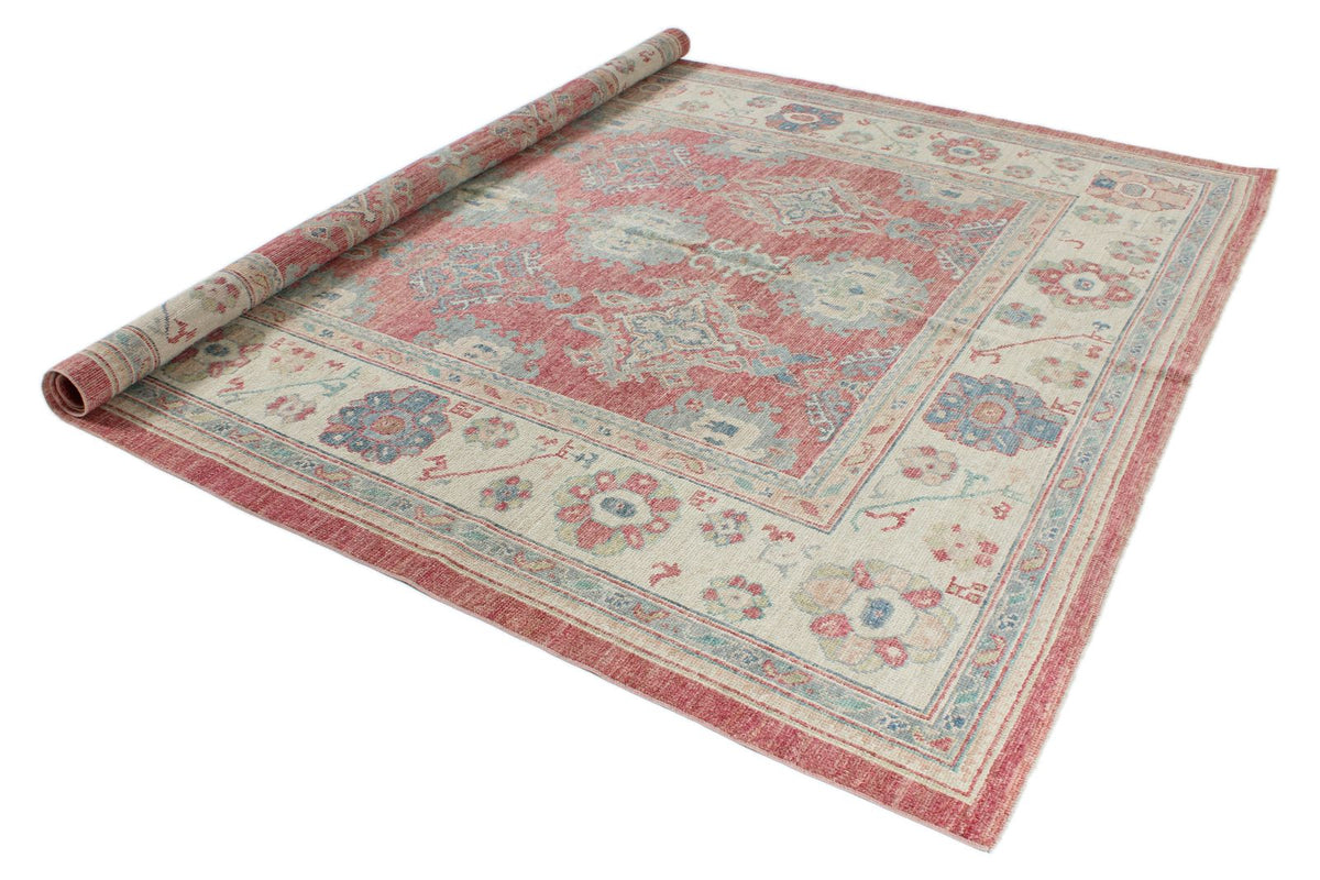8x10 Rust and Ivory Turkish Oushak Rug