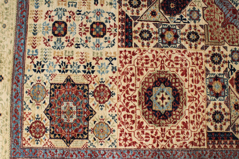 8x10 Green and Multicolor Turkish Tribal Rug