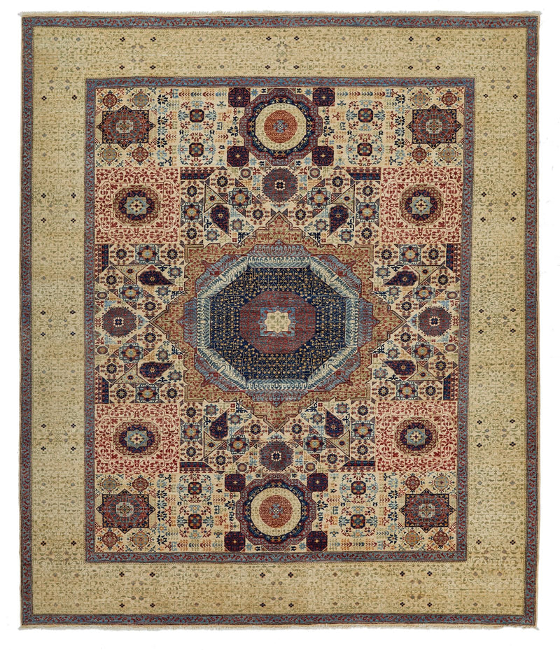 8x10 Green and Multicolor Turkish Tribal Rug