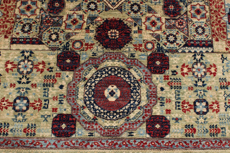 8x10 Green and Multicolor Turkish Tribal Rug