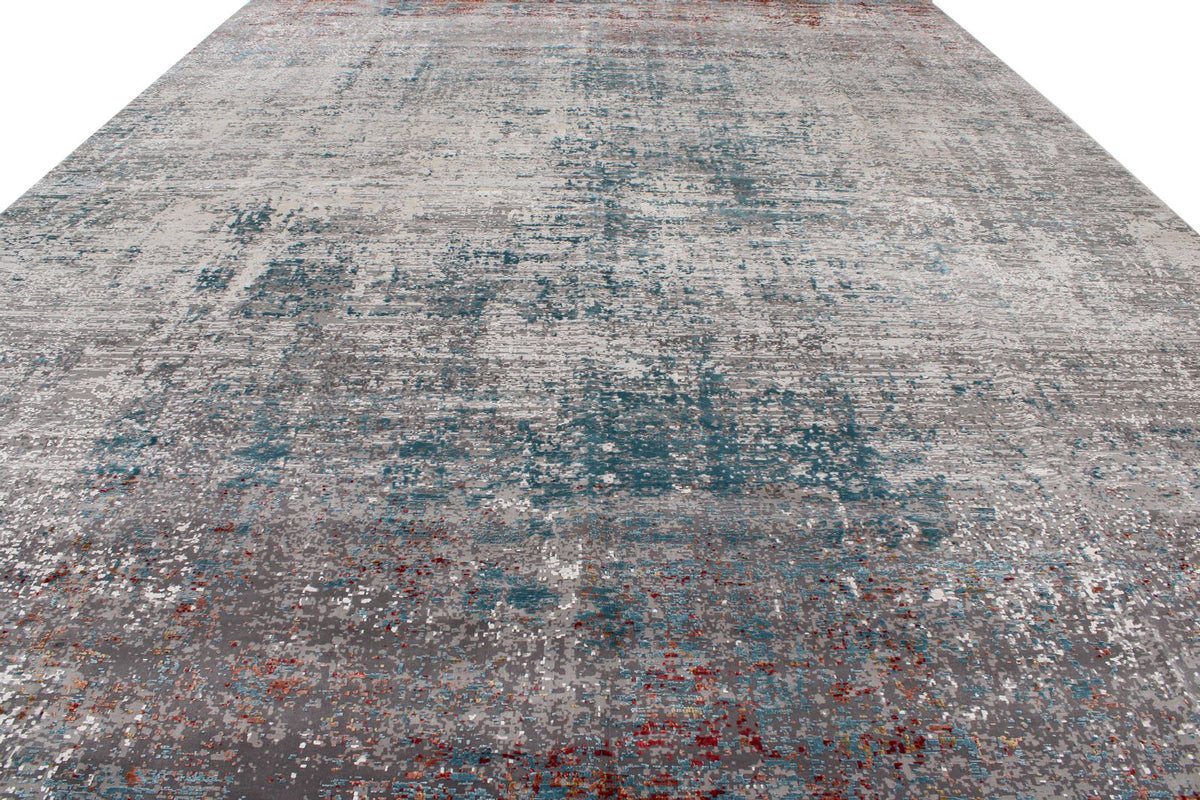 13x20 Gray and Multicolor Turkish Antep Rug