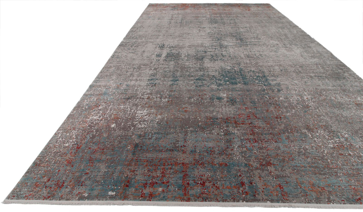 13x20 Gray and Multicolor Turkish Antep Rug