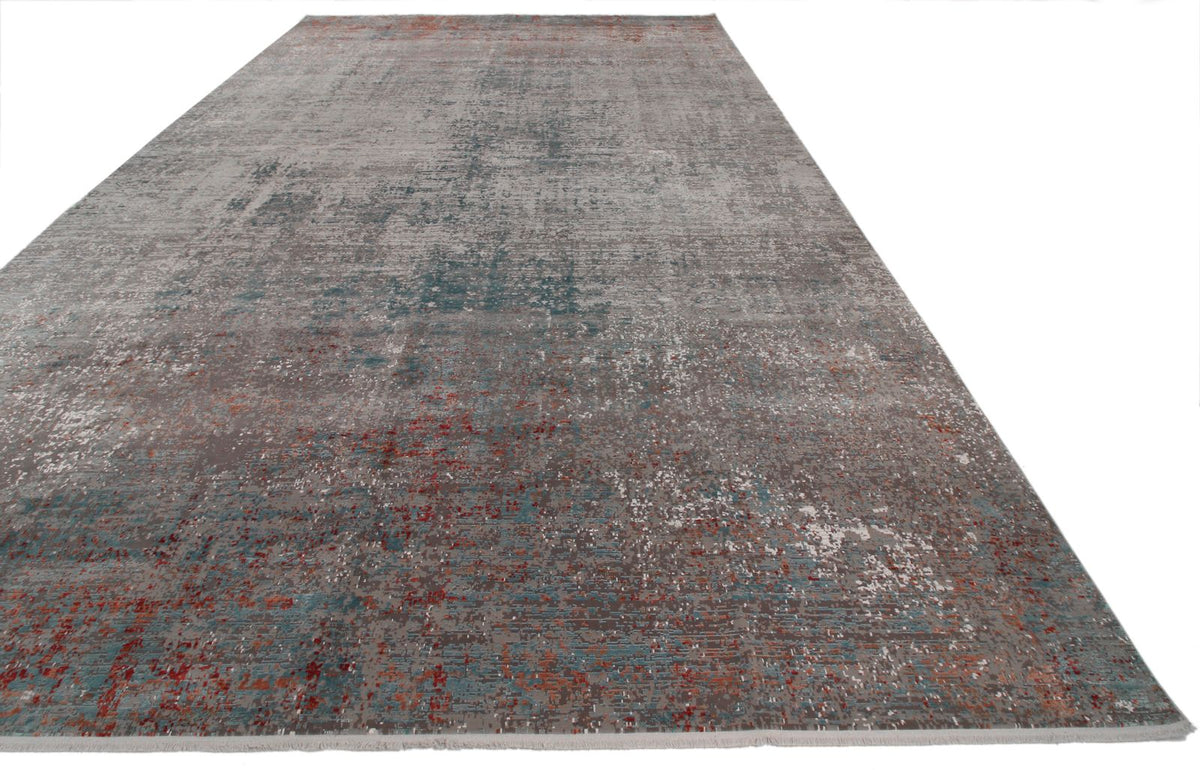 13x20 Gray and Multicolor Turkish Antep Rug