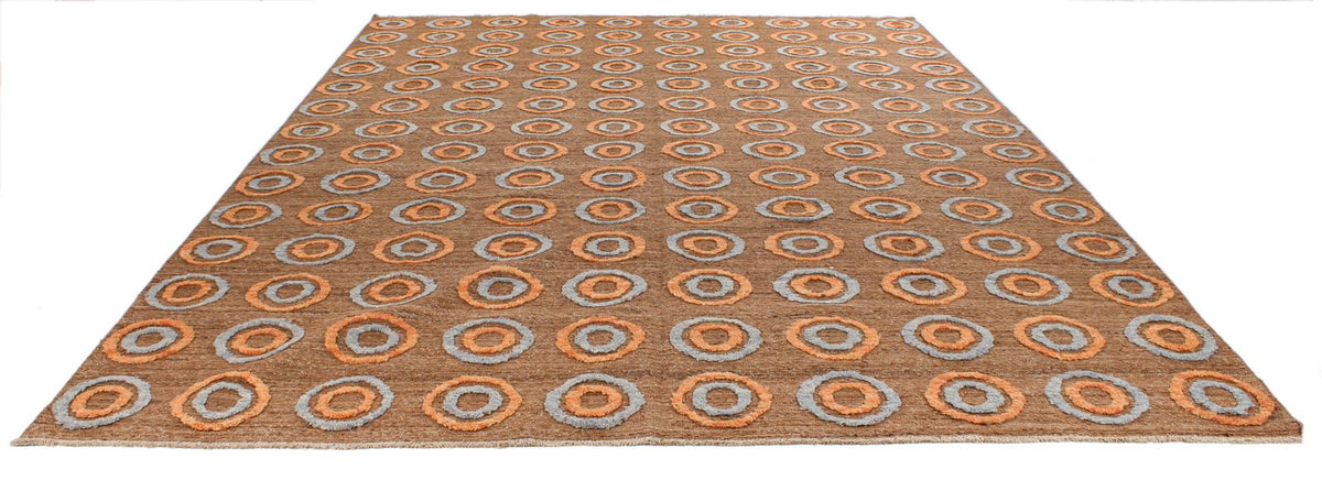 10x13 Brown and Multicolor Modern Contemporary Rug
