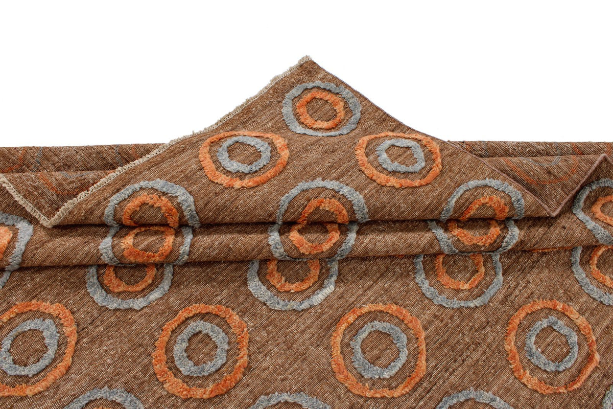 10x13 Brown and Multicolor Modern Contemporary Rug