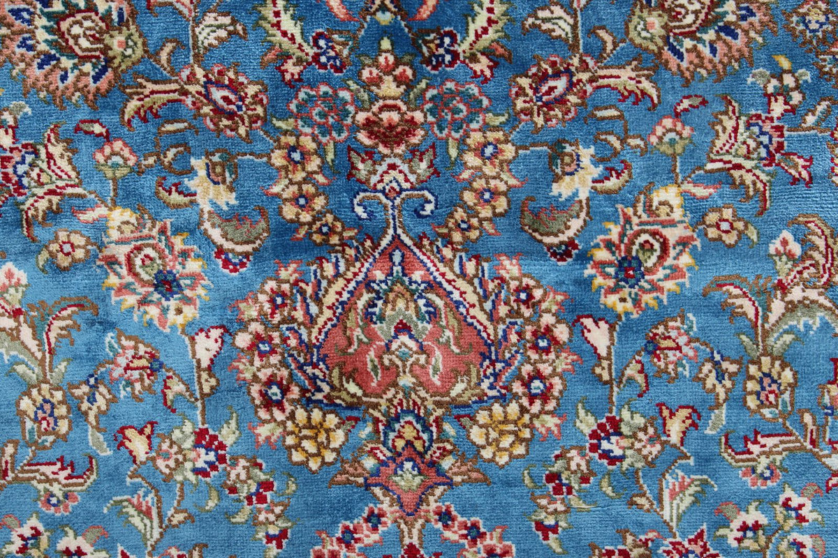 6x6 Blue and Navy Turkish Silk Rug