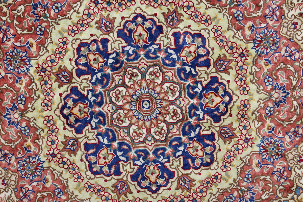 6x6 Blue and Navy Turkish Silk Rug