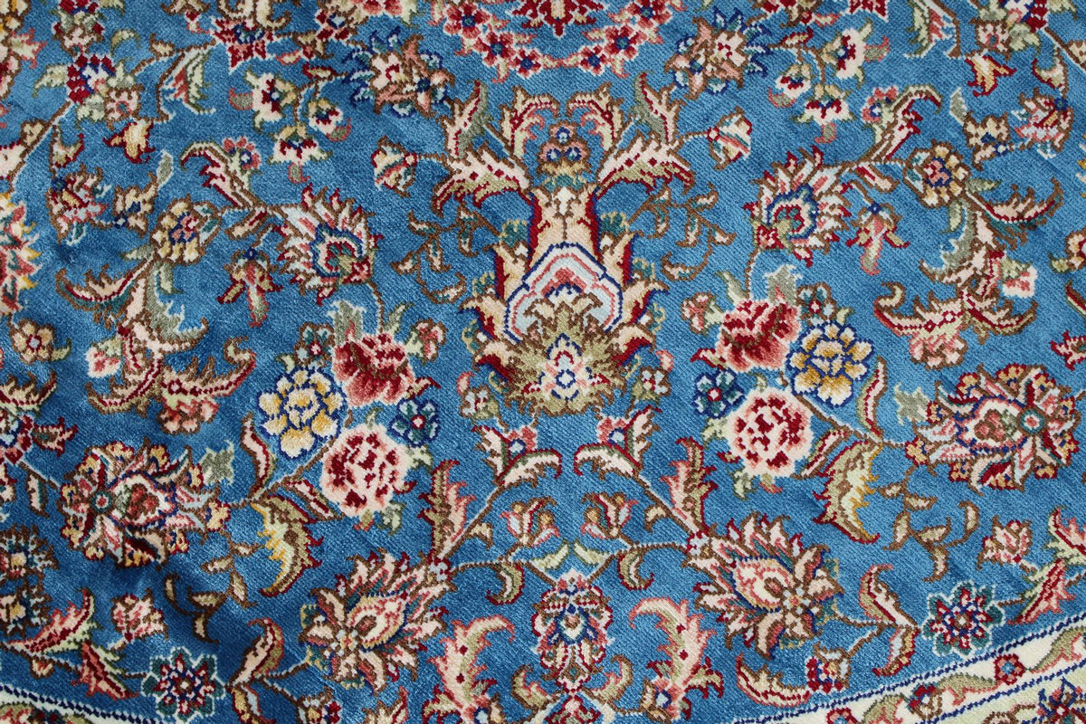6x6 Blue and Navy Turkish Silk Rug