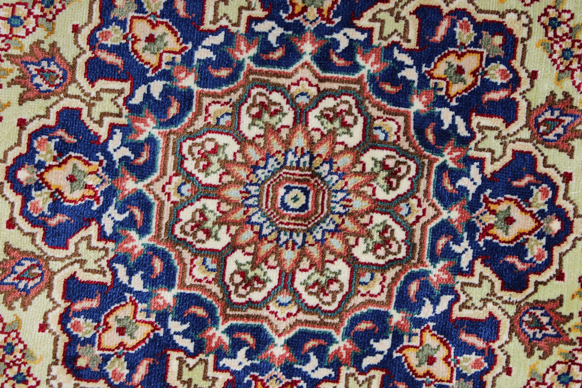 6x6 Blue and Navy Turkish Silk Rug