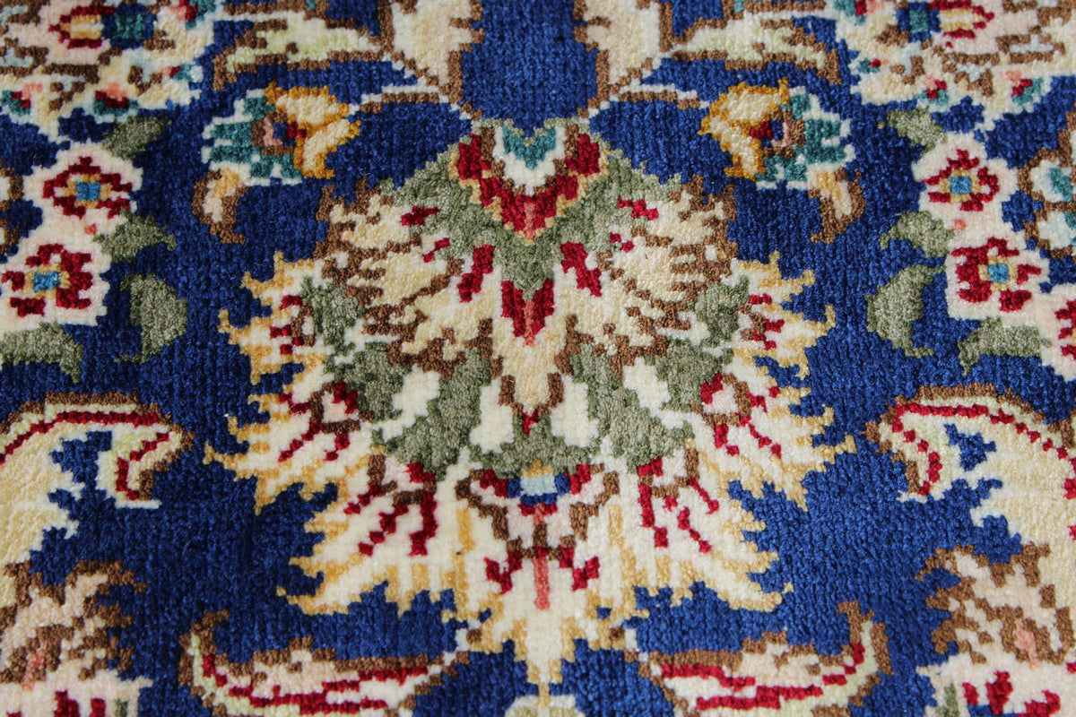 6x6 Blue and Navy Turkish Silk Rug