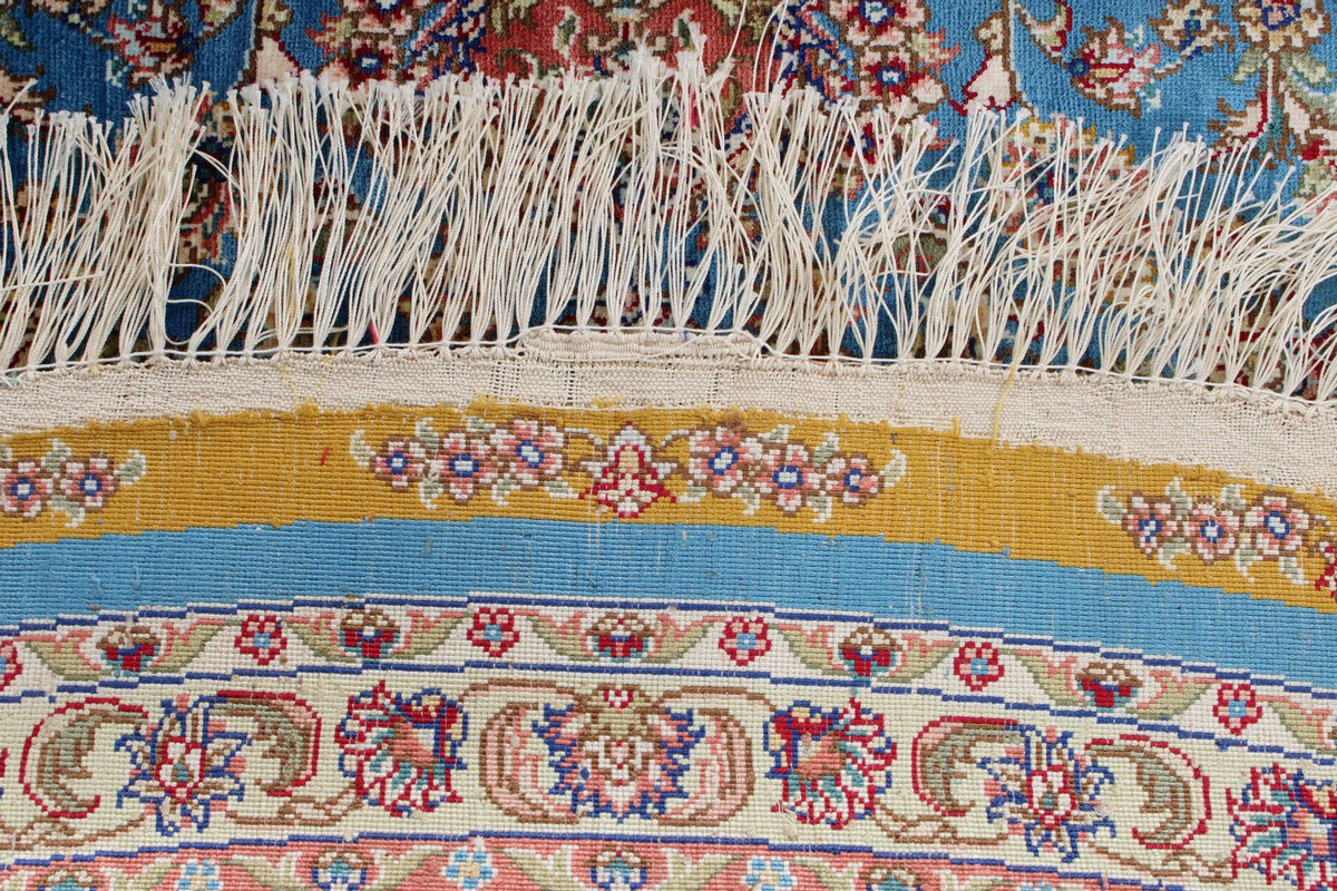 6x6 Blue and Navy Turkish Silk Rug