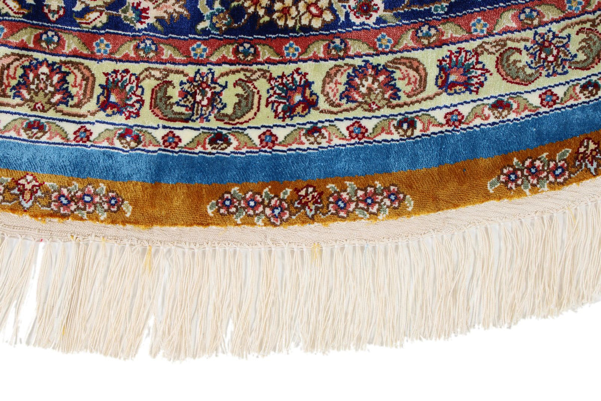 6x6 Blue and Navy Turkish Silk Rug