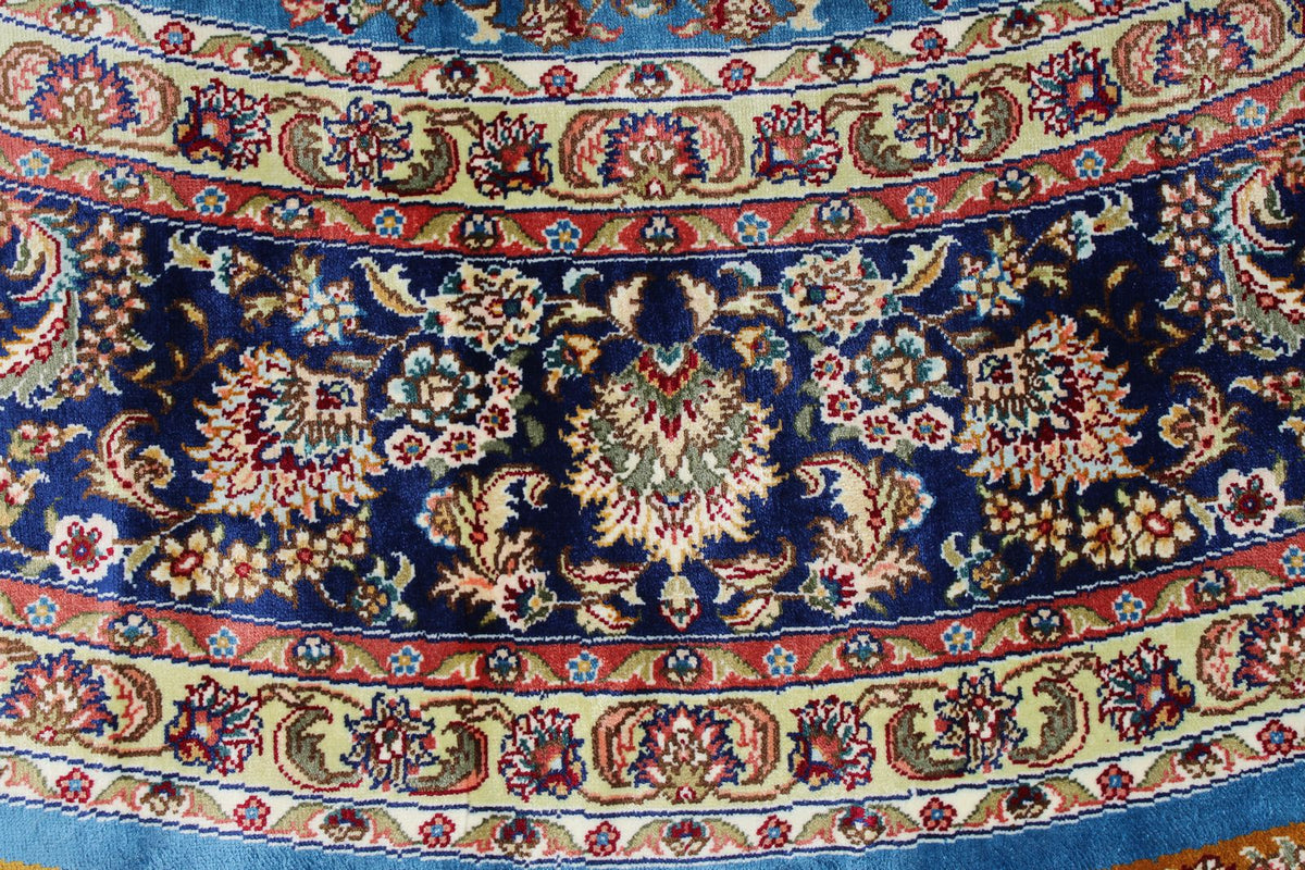6x6 Blue and Navy Turkish Silk Rug