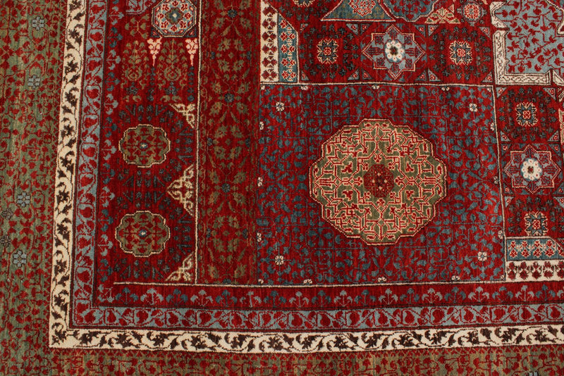 9x12 Red and Blue Turkish Tribal Rug