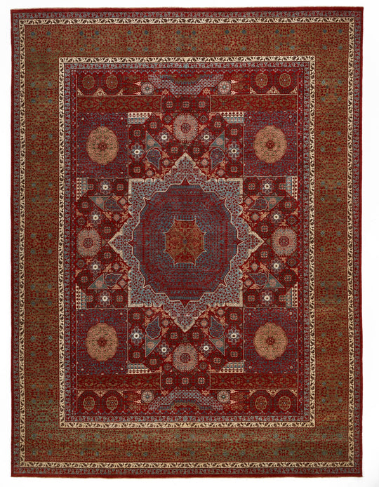 9x12 Red and Blue Turkish Tribal Rug