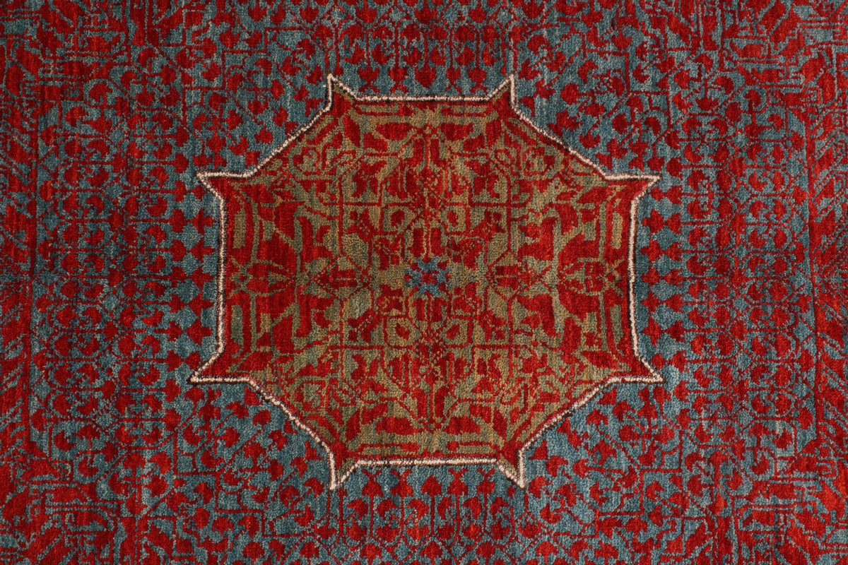 9x12 Red and Blue Turkish Tribal Rug
