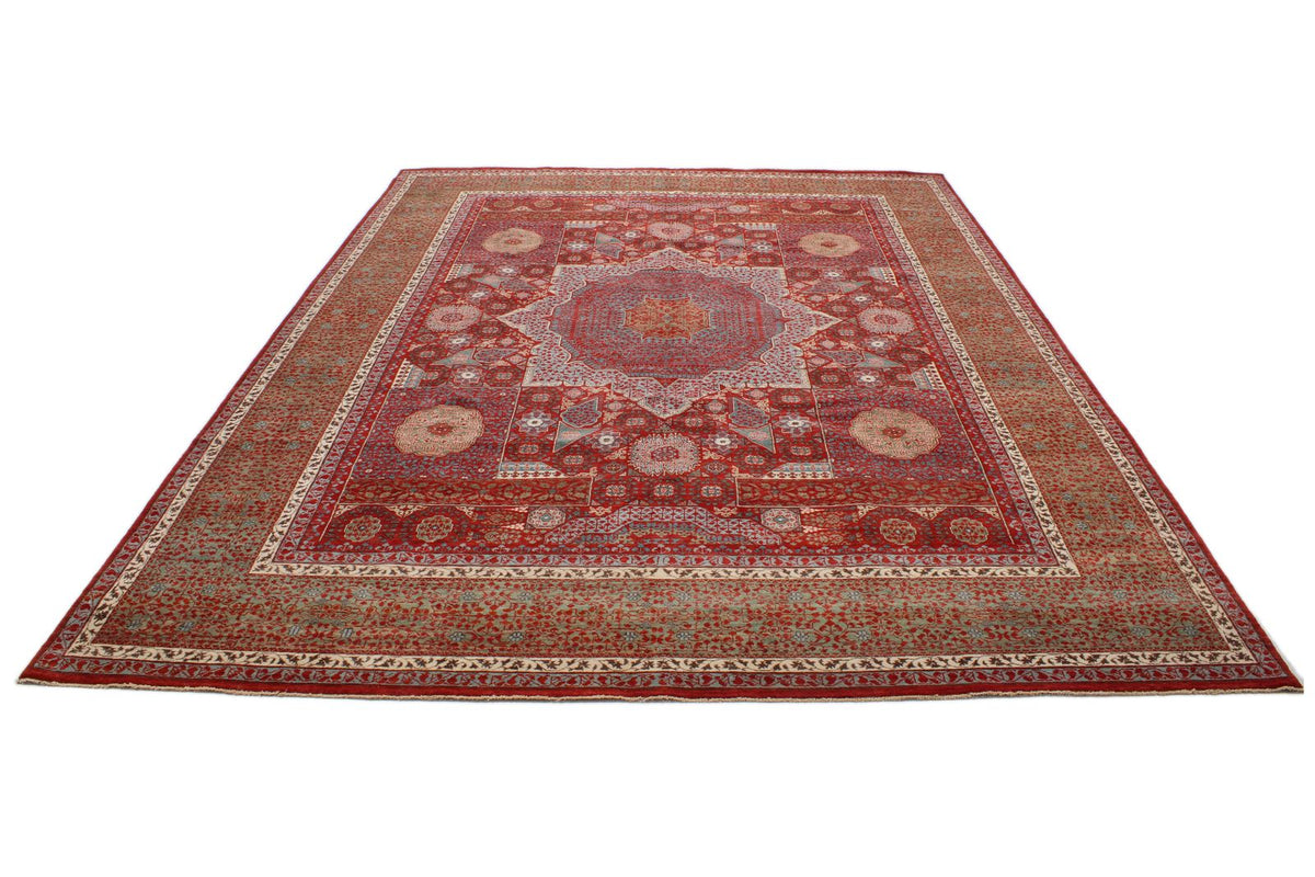 9x12 Red and Blue Turkish Tribal Rug