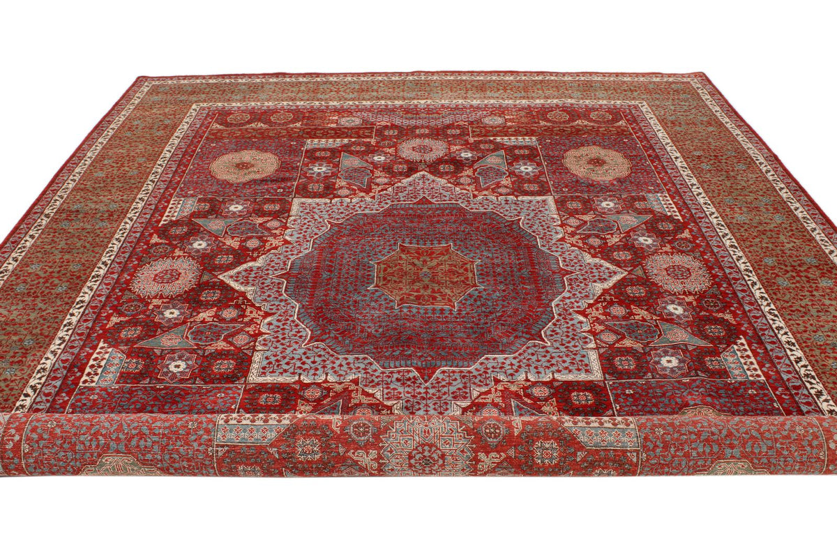 9x12 Red and Blue Turkish Tribal Rug