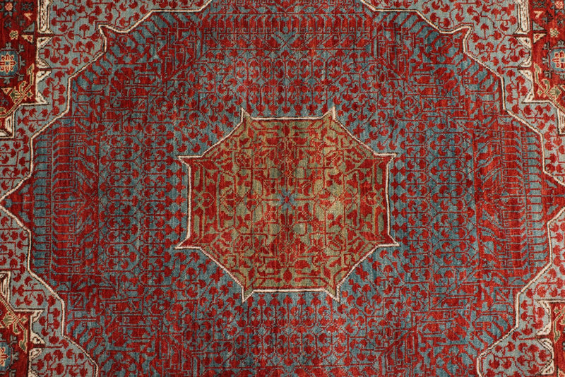 8x10 Red and Blue Turkish Tribal Rug